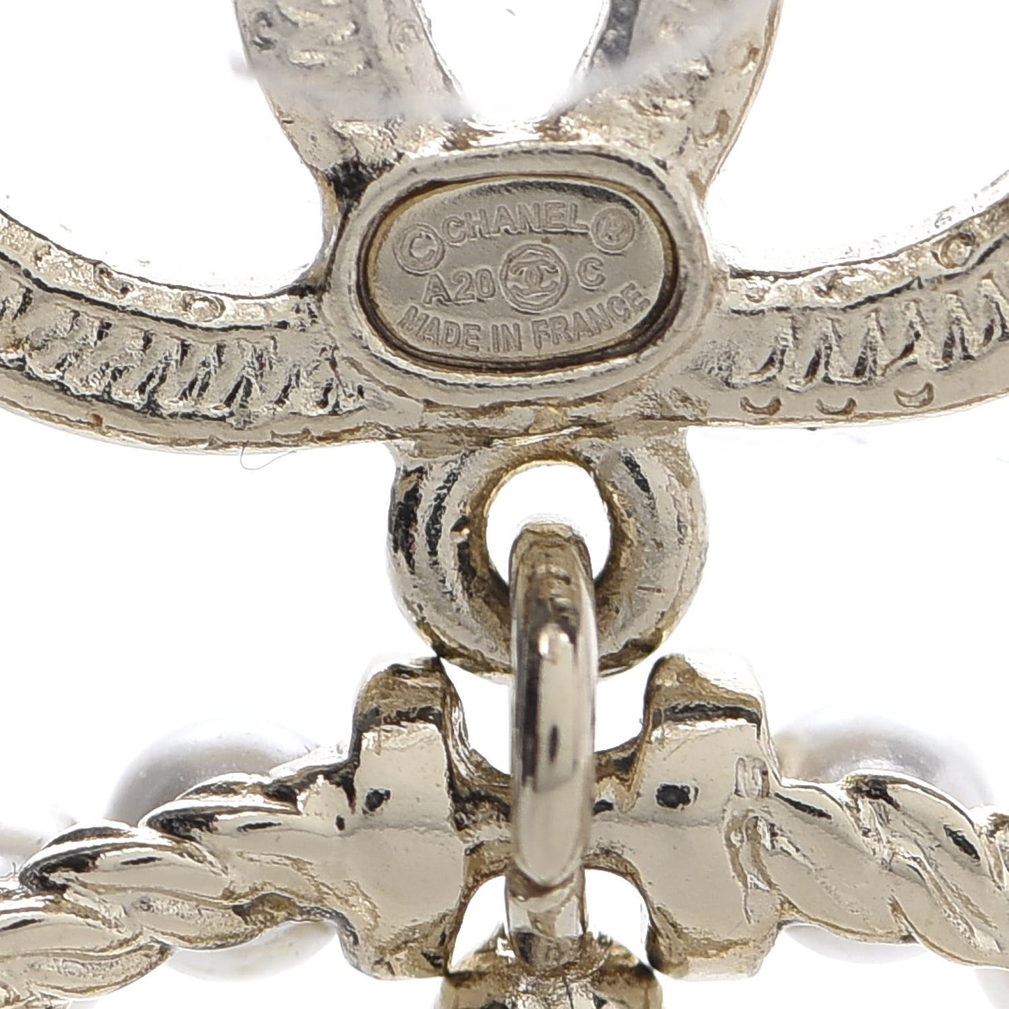 Crystal Pearl Charms CC Drop Earrings Gold