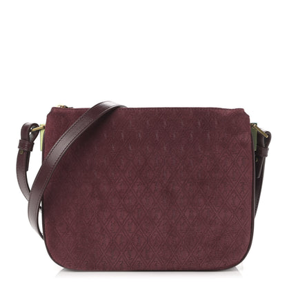 Saint Laurent Suede All-Over Monogram Crossbody Burgundy 1 of 10