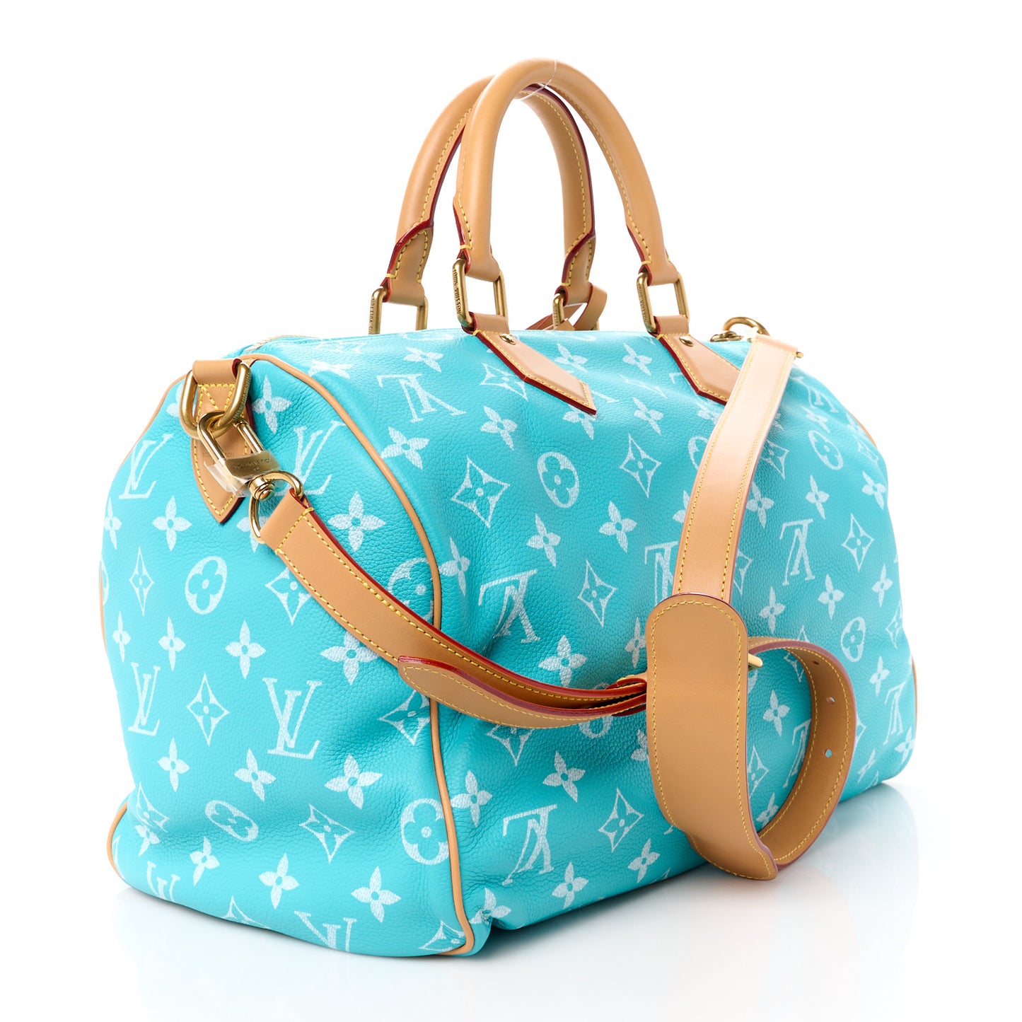 Calfskin Monogram Speedy P9 Bandouliere 40 Turquoise