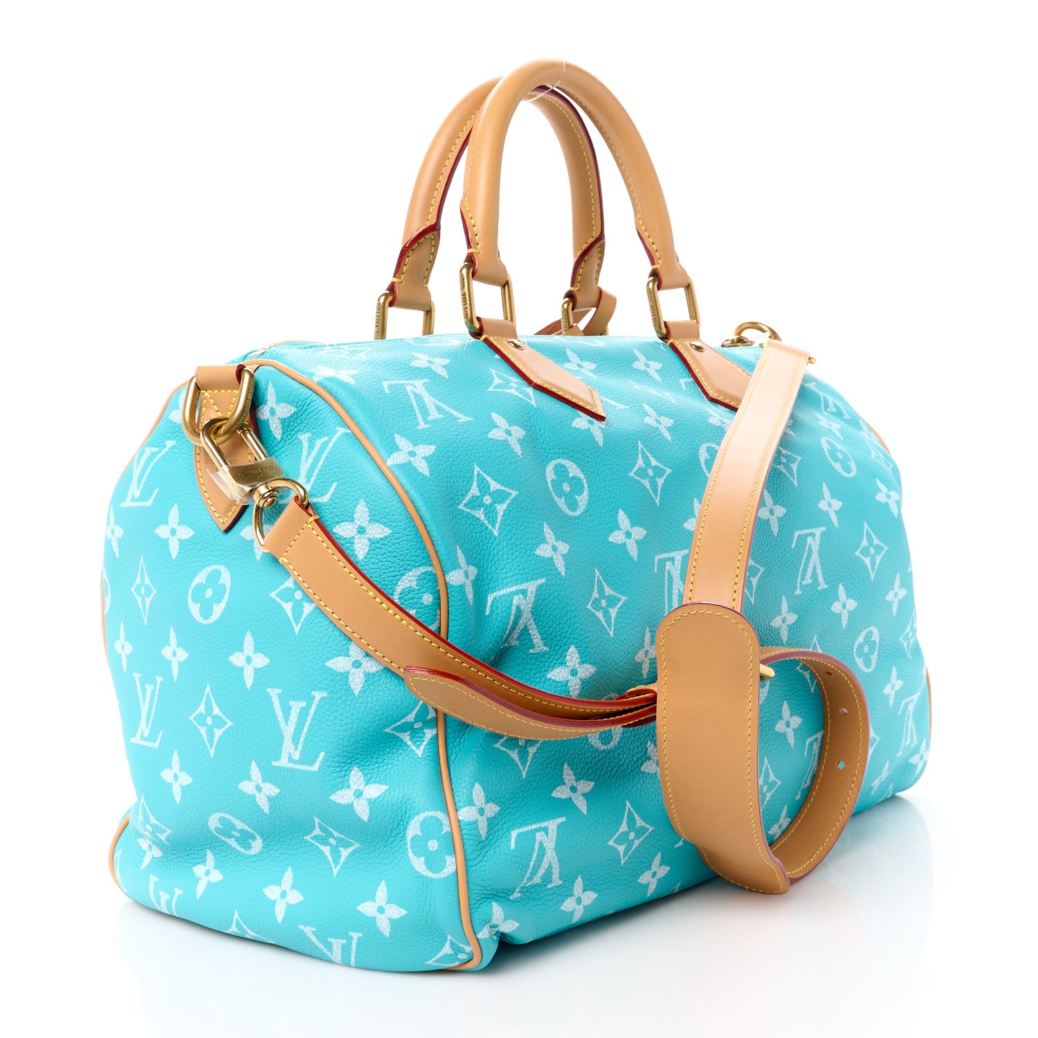 Louis Vuitton Calfskin Monogram Speedy P9 Bandouliere 40 Turquoise 3 of 19