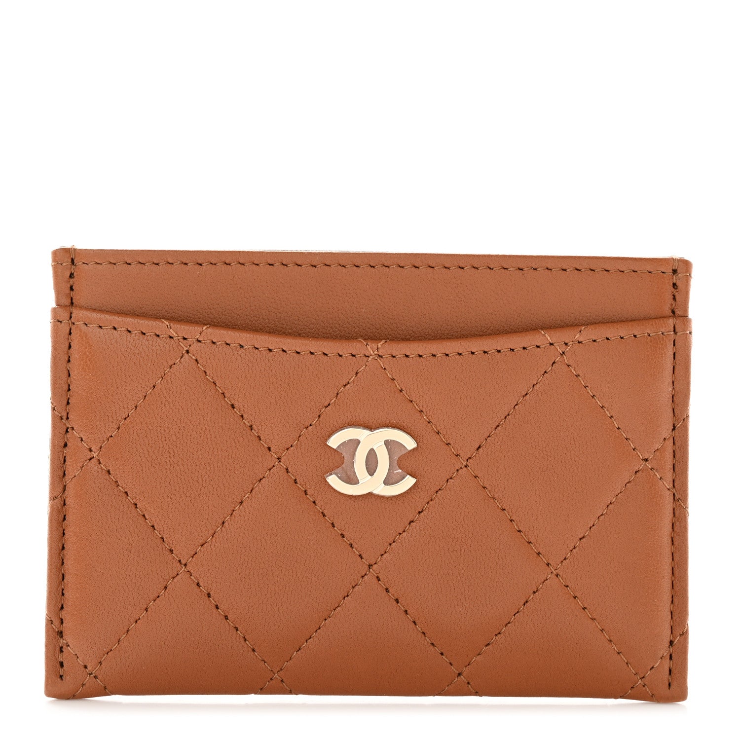 Chanel Lambskin Quilted Card Holder Brown 1 of 9