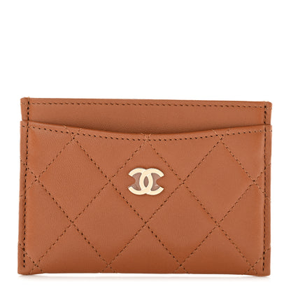Chanel Lambskin Quilted Card Holder Brown 1 of 9