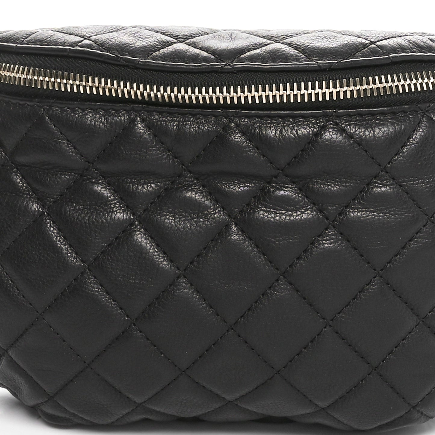 Calfskin Quilted Banane Waist Bag Fanny Pack Black