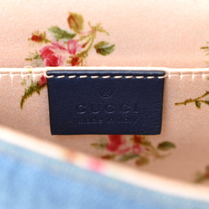 Gucci Denim Matelasse Floral Embroidered Mini GG Marmont Shoulder Bag Blue 6 of 12
