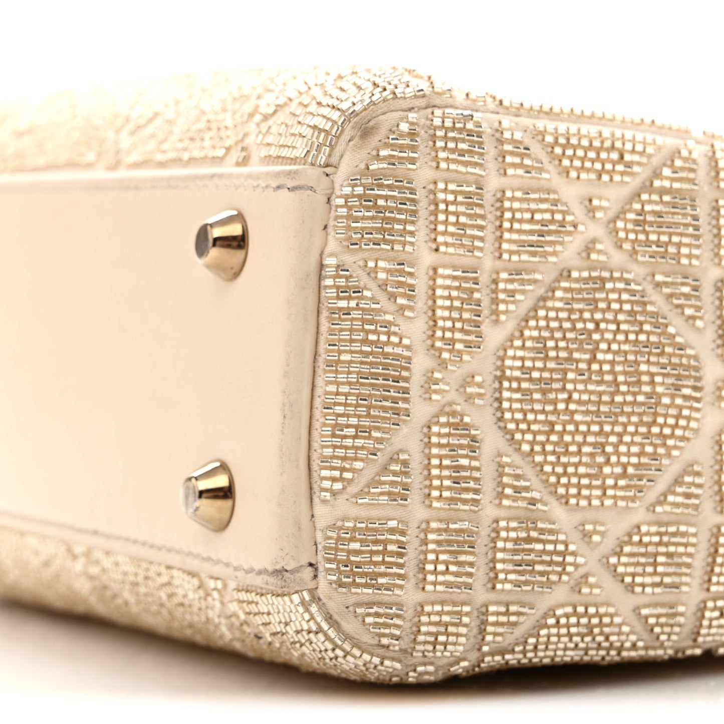 Lambskin Cannage Beaded Embroidered Mini Lady Dior Caramel Beige