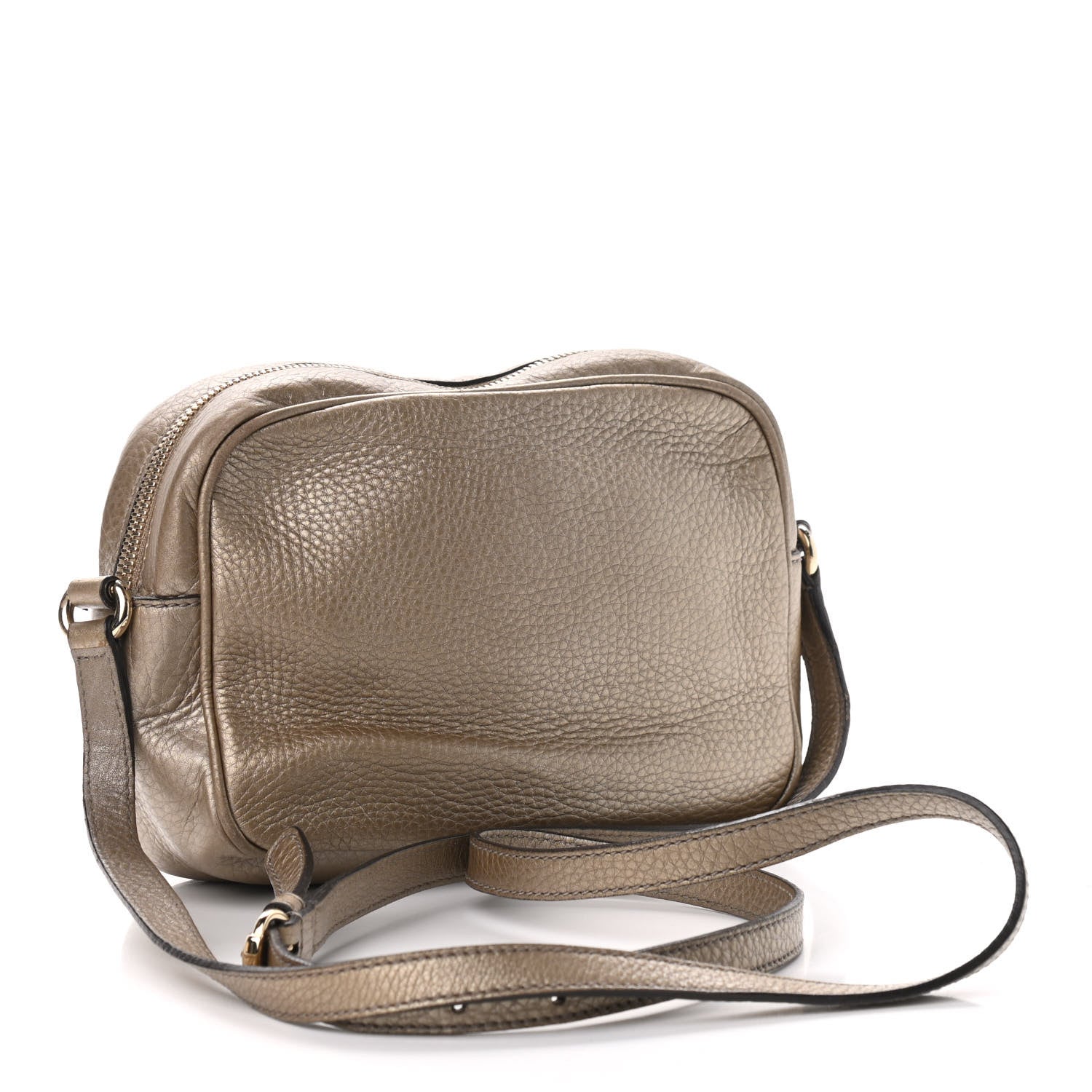 Gucci Metallic Pebbled Calfskin Small Soho Disco Bag Golden Beige 3 of 9