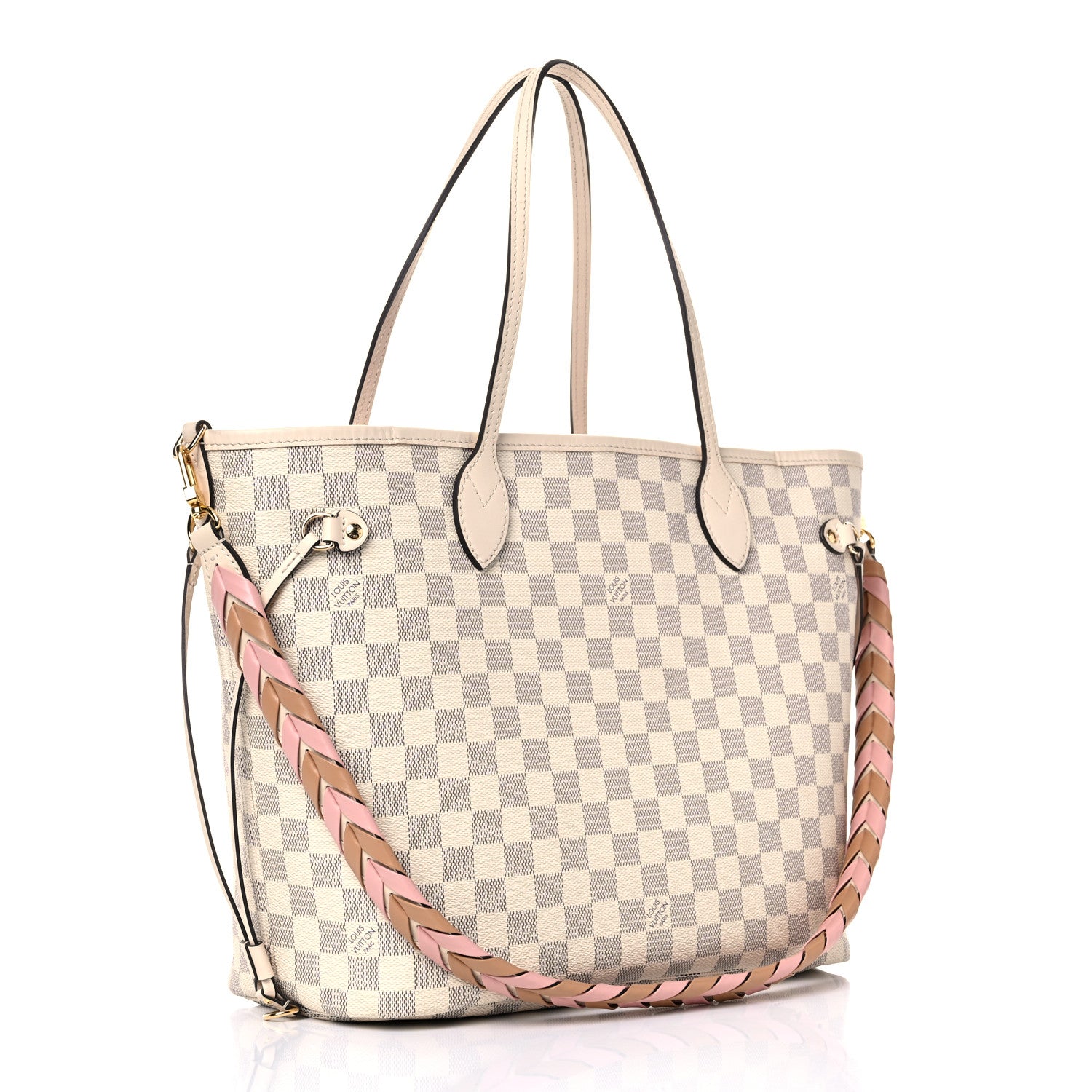 Louis Vuitton Damier Azur Braided Neverfull MM Pink 4 of 11