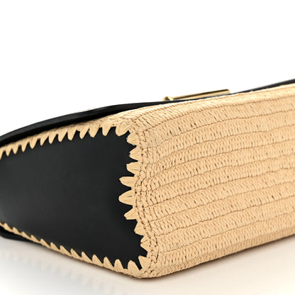 Louis Vuitton Calfskin Raffia Twist Shoulder Bag MM Black 8 of 9