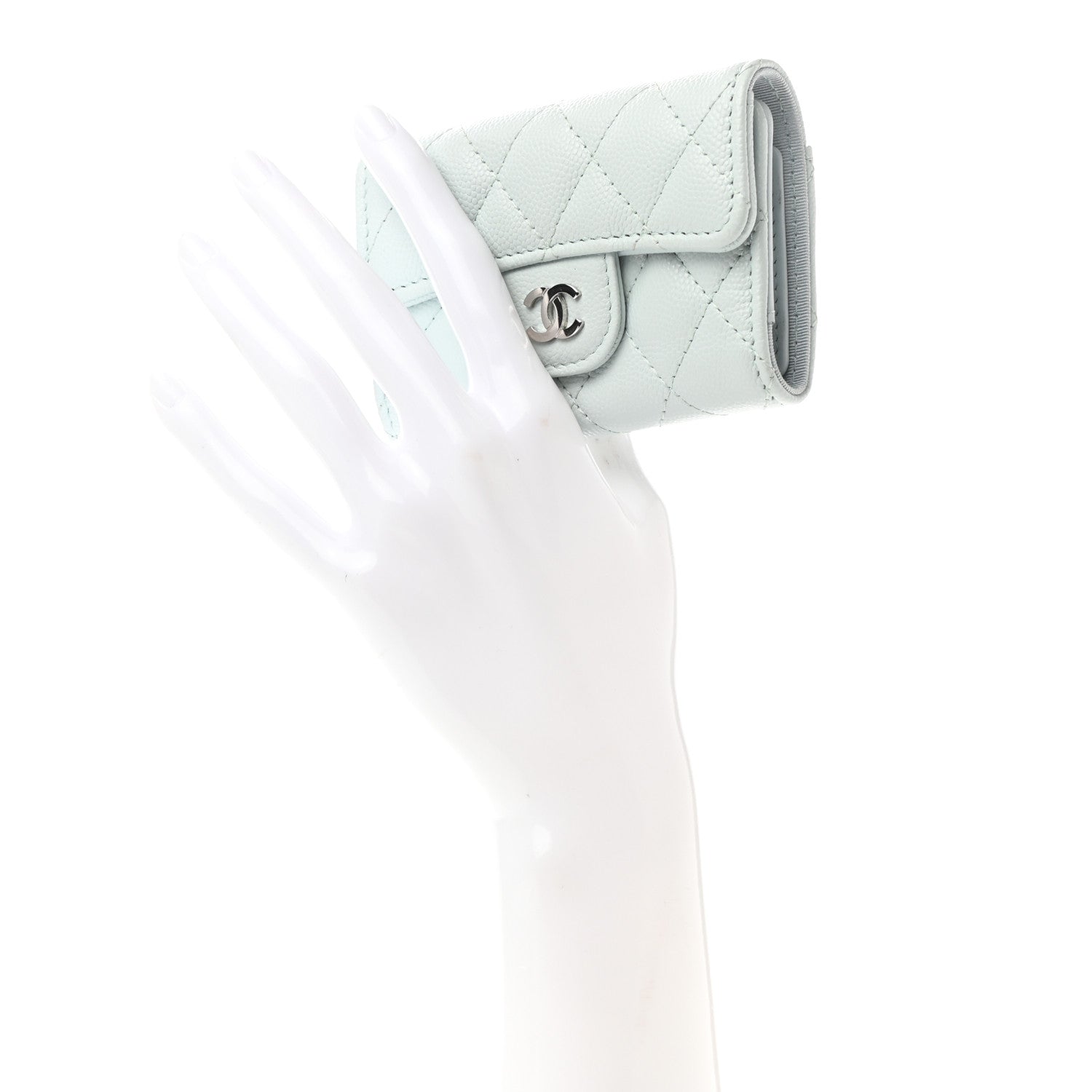 Chanel Caviar Quilted Classic 4 Key Holder Wallet Light Blue 2 of 8