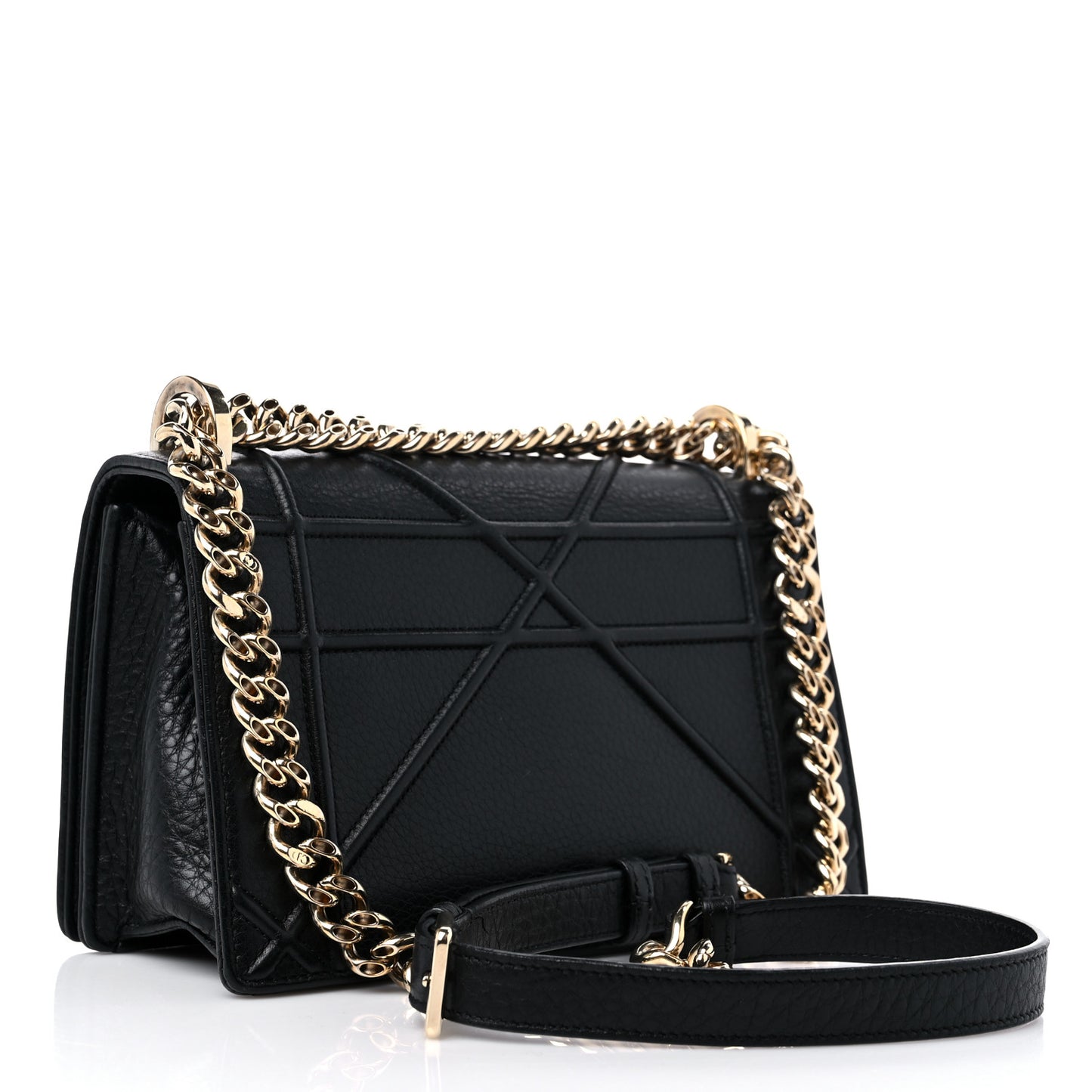 Grained Calfskin Small Diorama Flap Bag Black