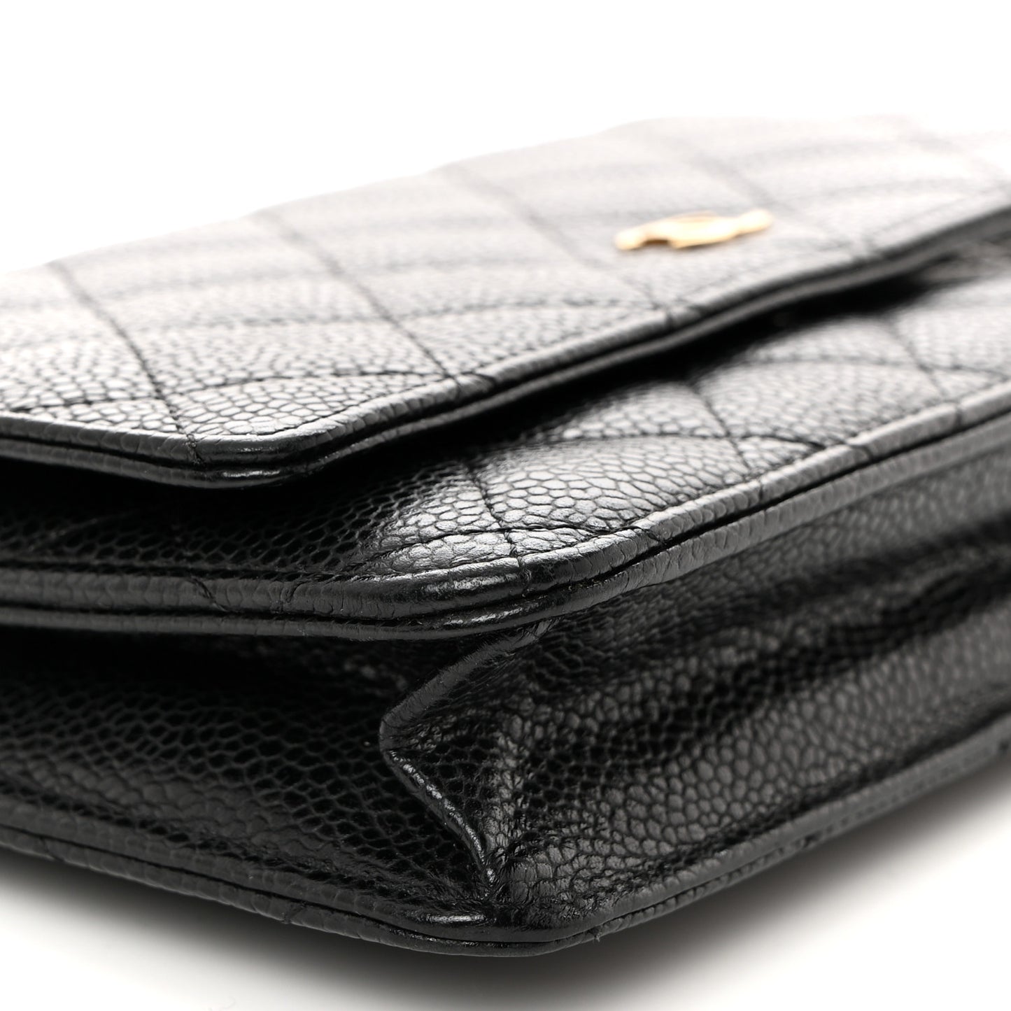 Caviar Quilted Wallet on Chain WOC Black