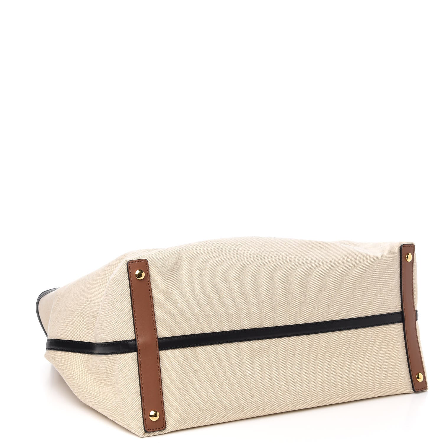 Burberry Cotton Canvas Calfskin Large Soft Belted Tote Bag Natural 4 of 9