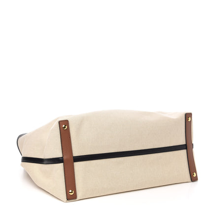 Burberry Cotton Canvas Calfskin Large Soft Belted Tote Bag Natural 4 of 9