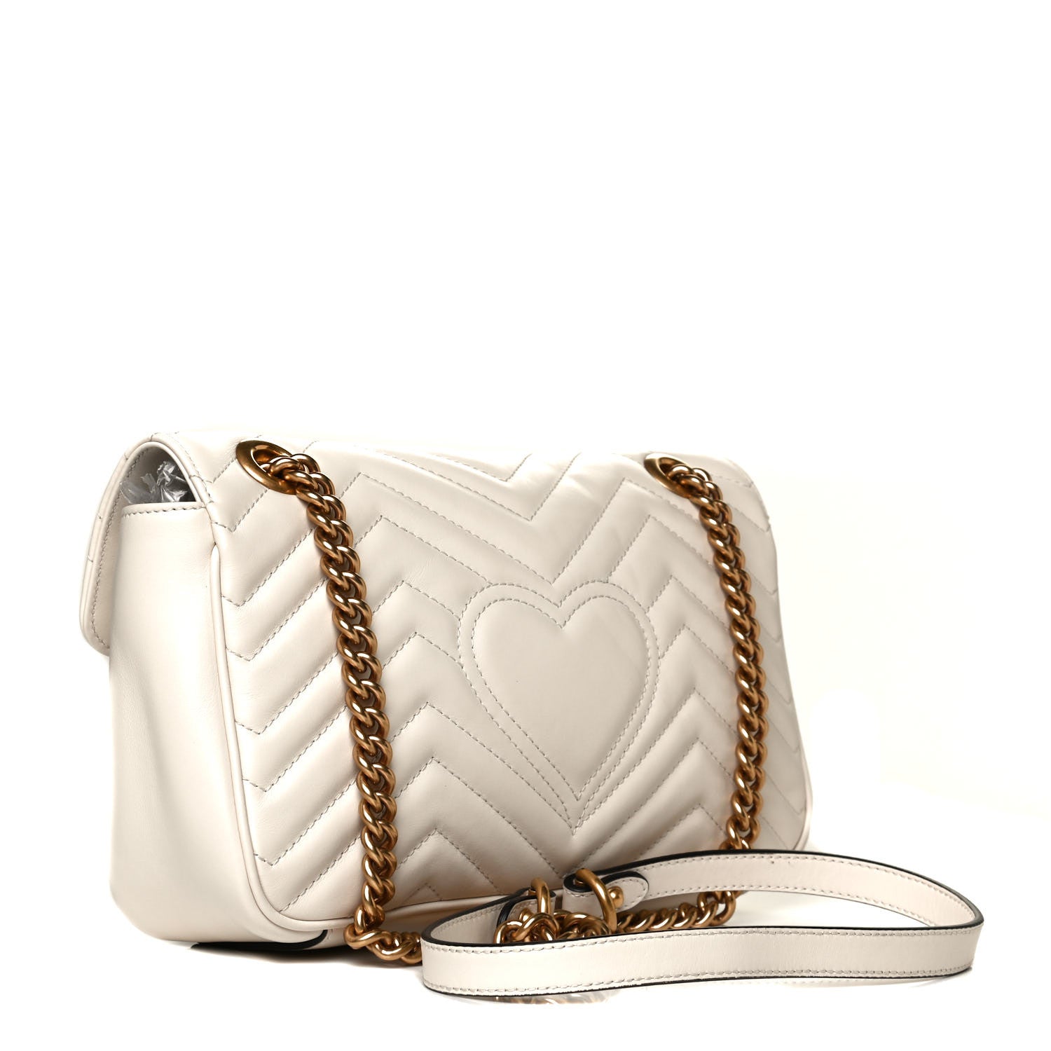 Gucci Calfskin Matelasse Small GG Marmont Shoulder Bag White 2 of 10