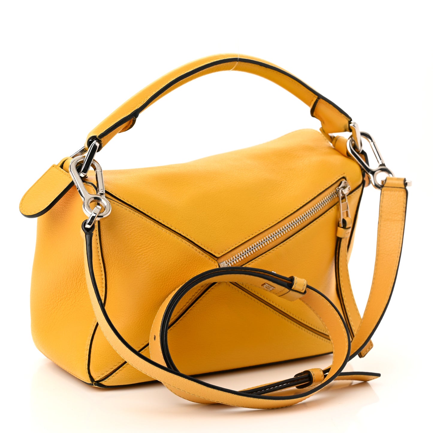 Grained Calfskin Small Puzzle Bag Yellow