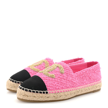 Chanel Tweed Grosgrain CC Espadrilles 41 Pink Black 4 of 9