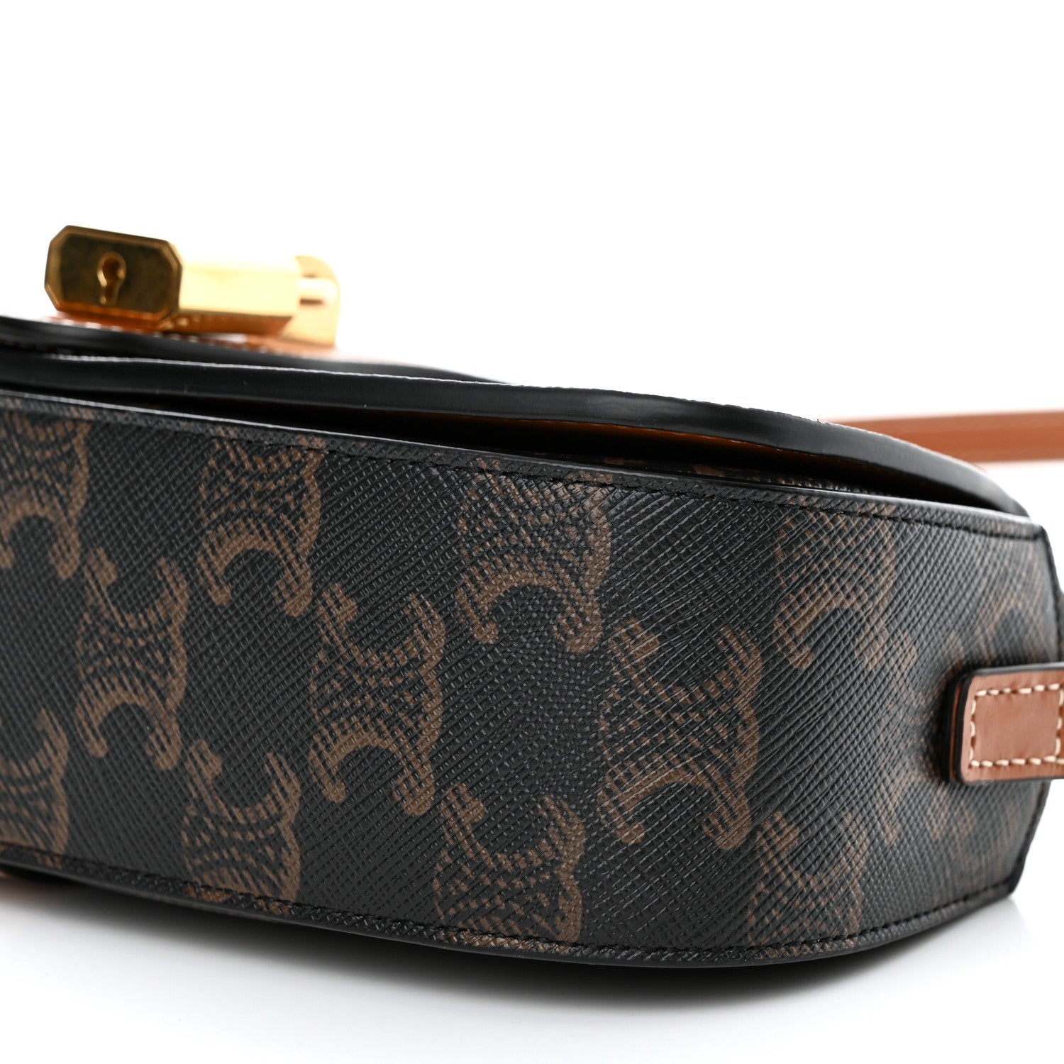 Celine Triomphe Canvas Calfskin Tabou Clutch on Strap Tan 10 of 10