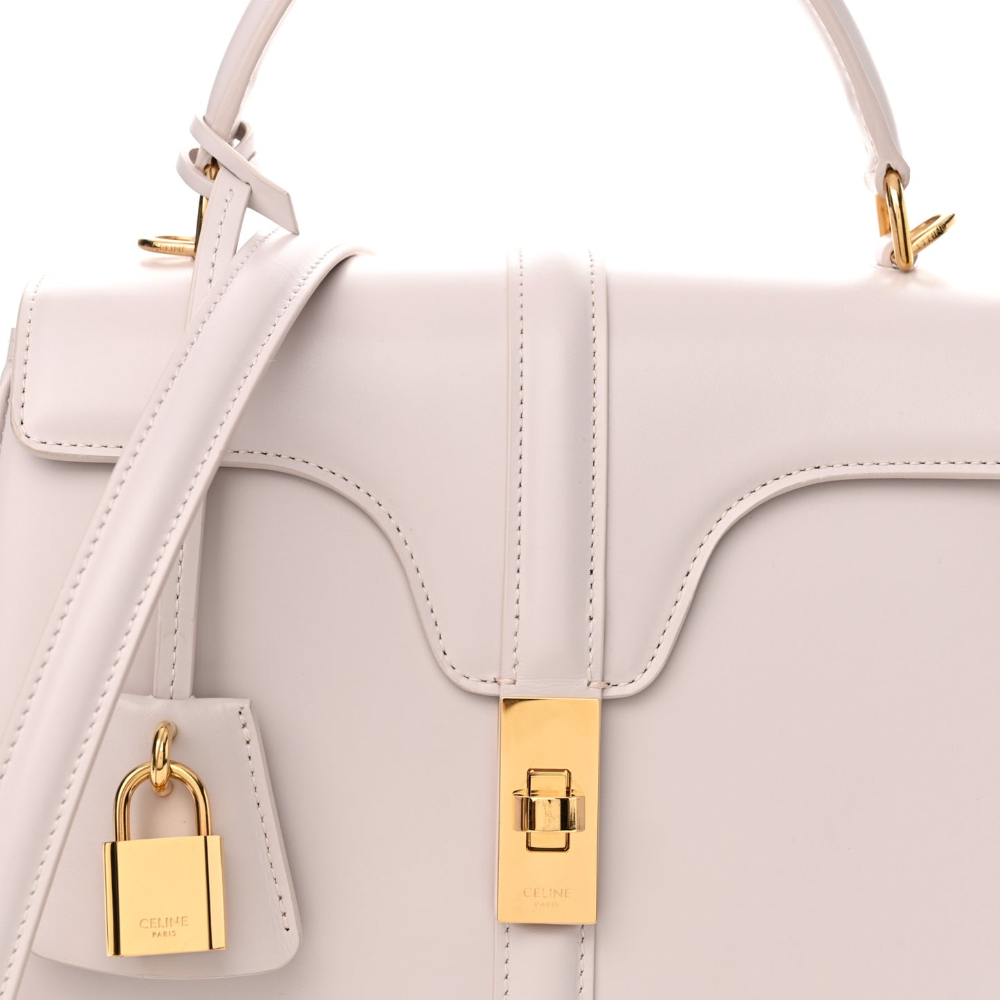 Satinated Calfskin Small 16 Top Handle Bag Poudre