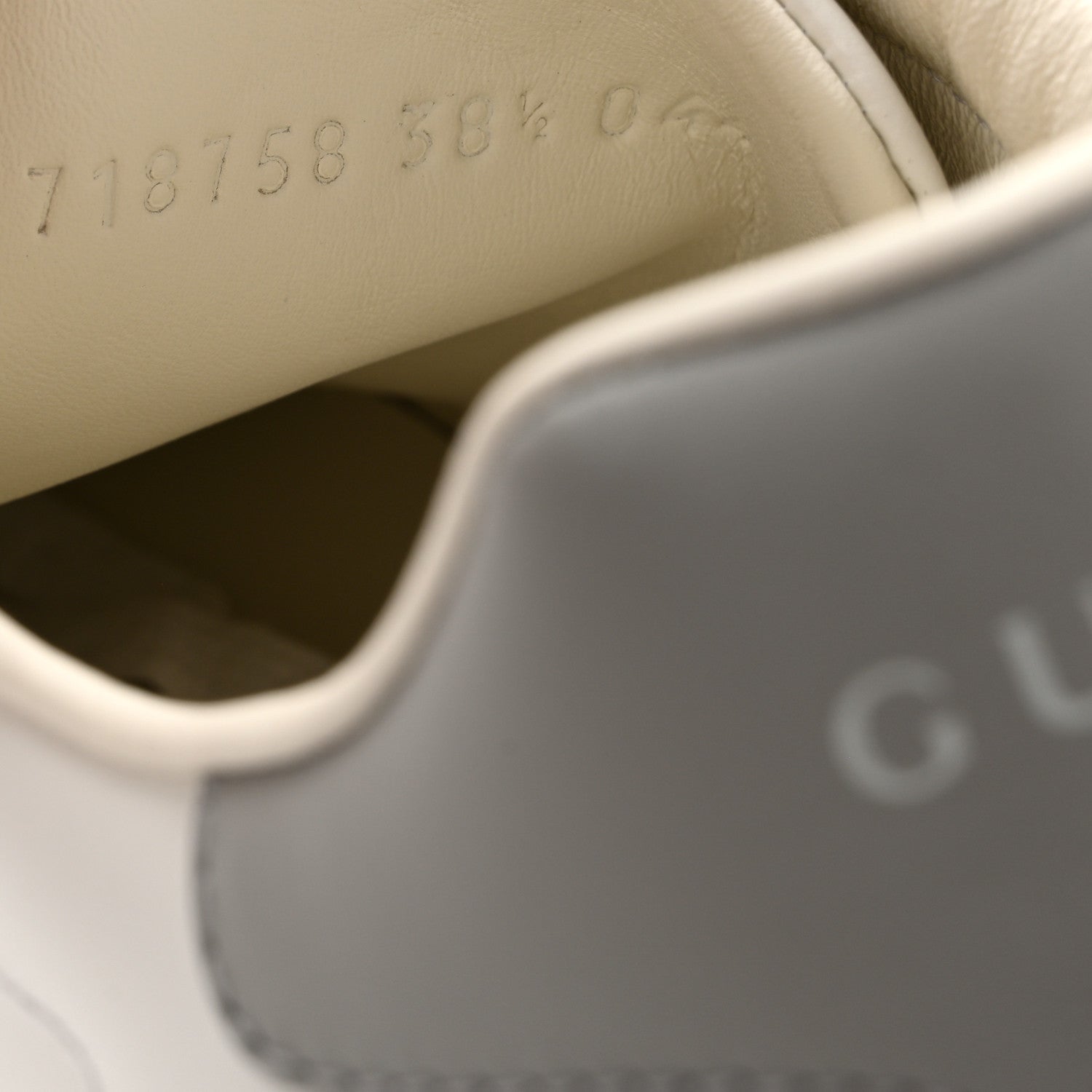 Gucci Calfskin Interlocking G Perforated Womens Ace Sneakers 38.5 White Grey Sky 9 of 10