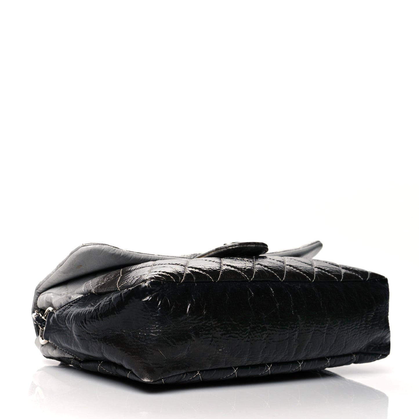 Vinyl Quilted Jumbo Melrose Degrade Flap Black