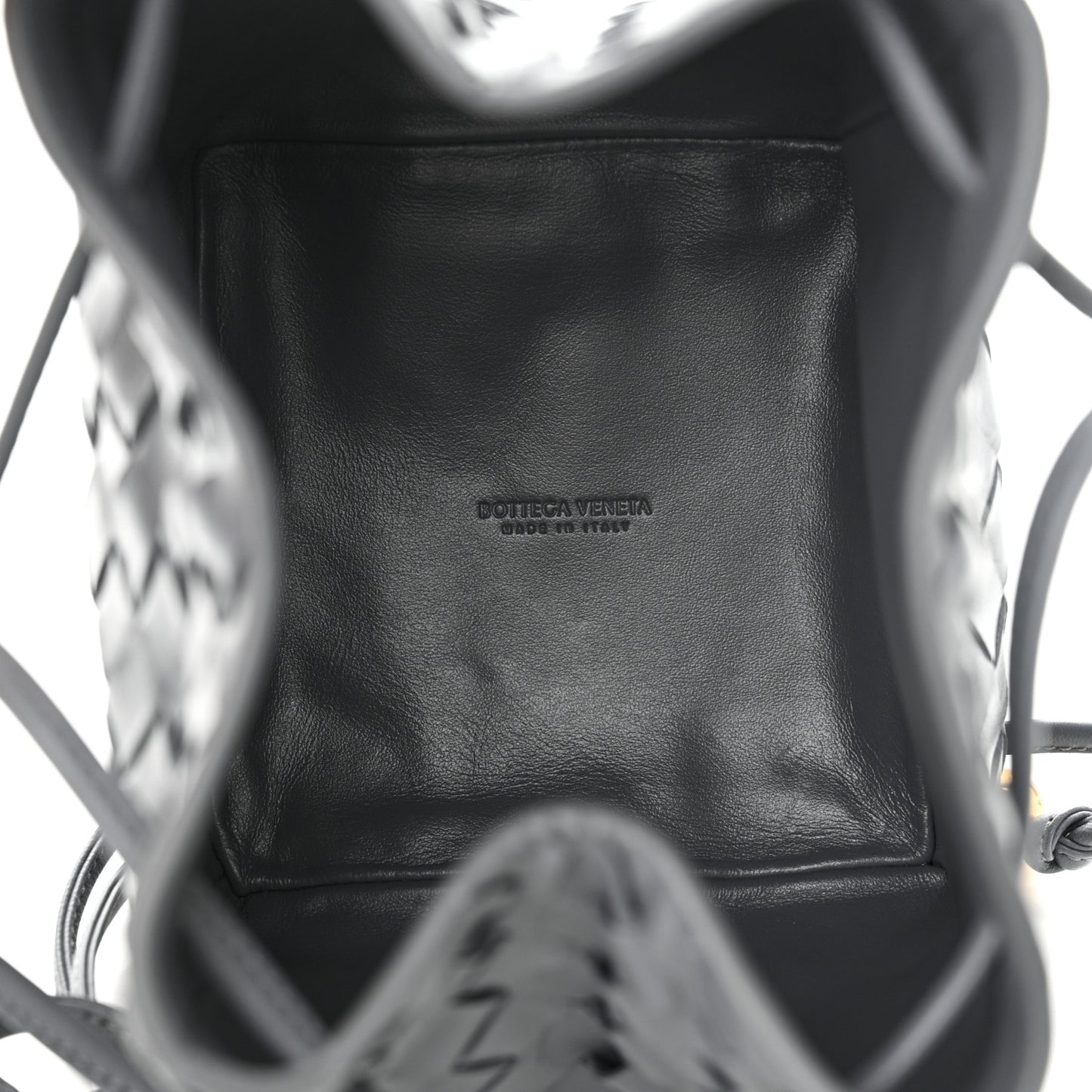 Nappa Intrecciato Small Drawstring Bucket Bag Thunder
