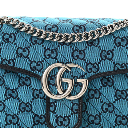 Gucci Monogram Multicolor Matelasse Diagonal Small GG Marmont Shoulder Bag Light Blue 8 of 10