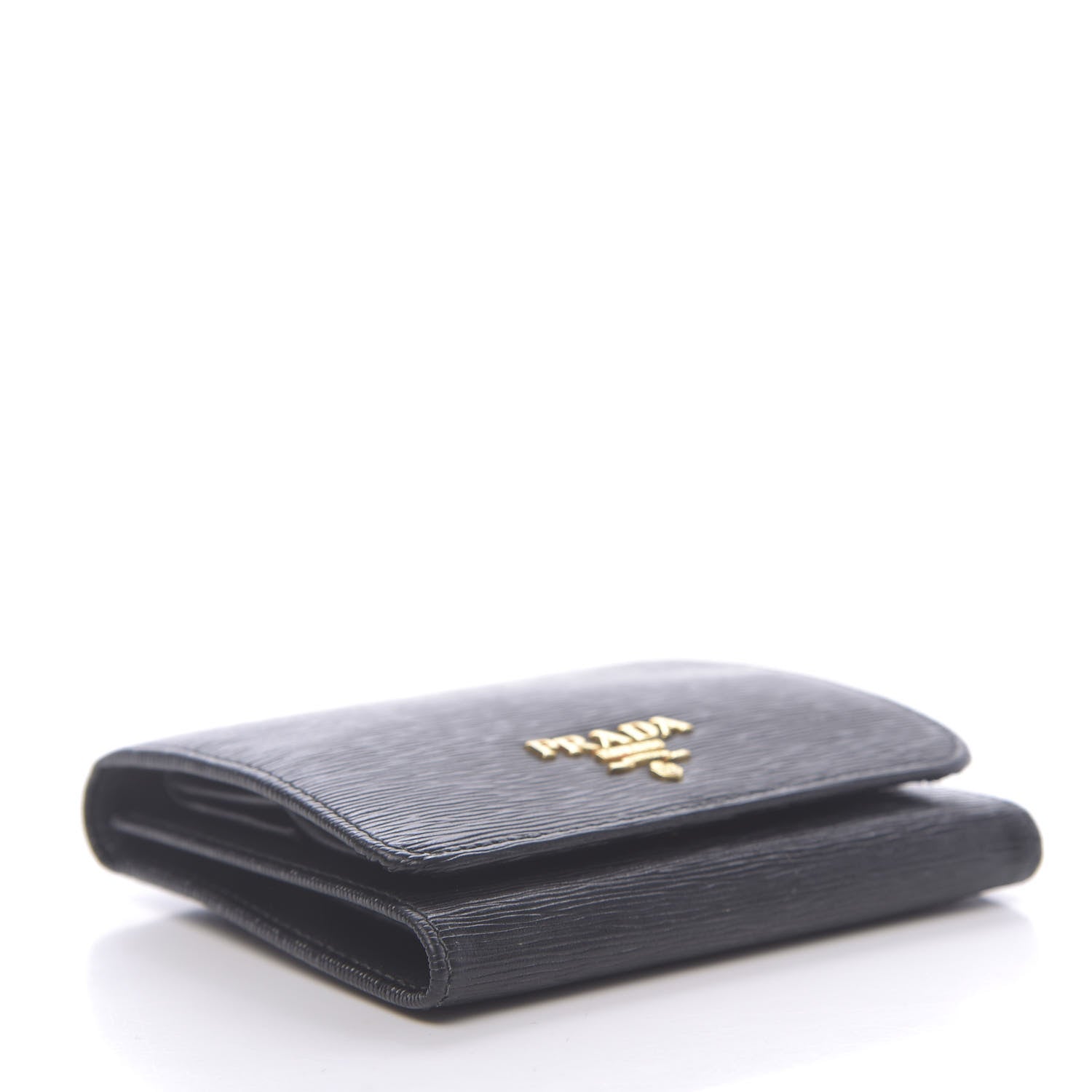 Prada Vitello Move Tri-Fold Compact Wallet Black 4 of 8