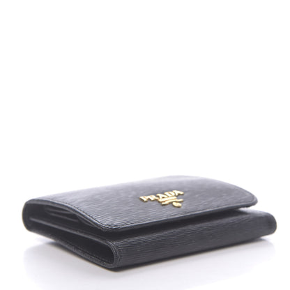 Prada Vitello Move Tri-Fold Compact Wallet Black 4 of 8