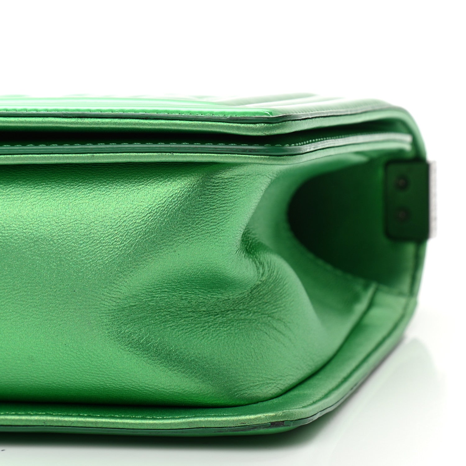 Chanel Metallic Patent Calfskin Quilted Medium Boy Flap Green 10 of 14