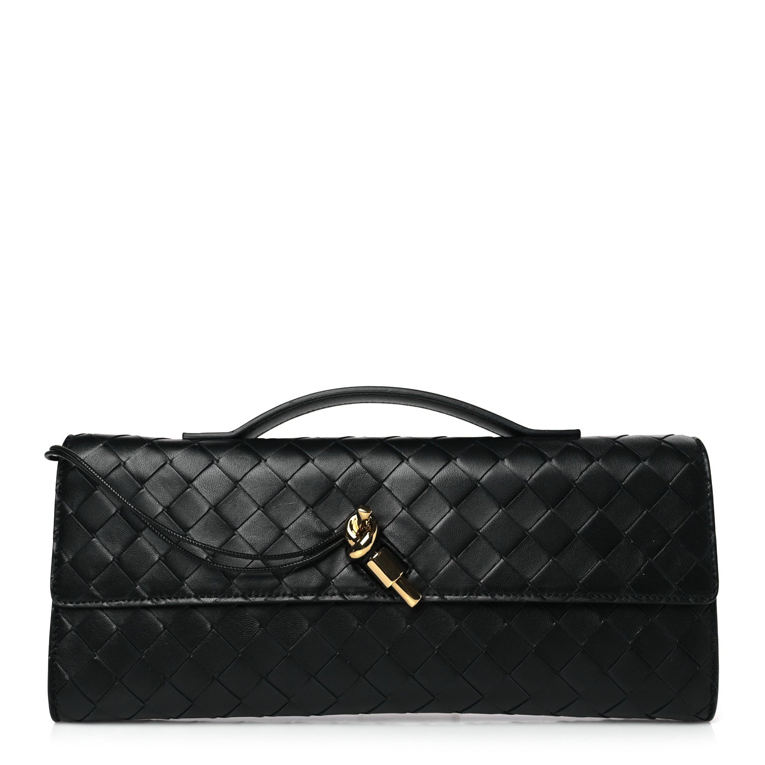 Bottega Veneta Nappa Intrecciato Long Andiamo Top Handle Clutch Black 1 of 8