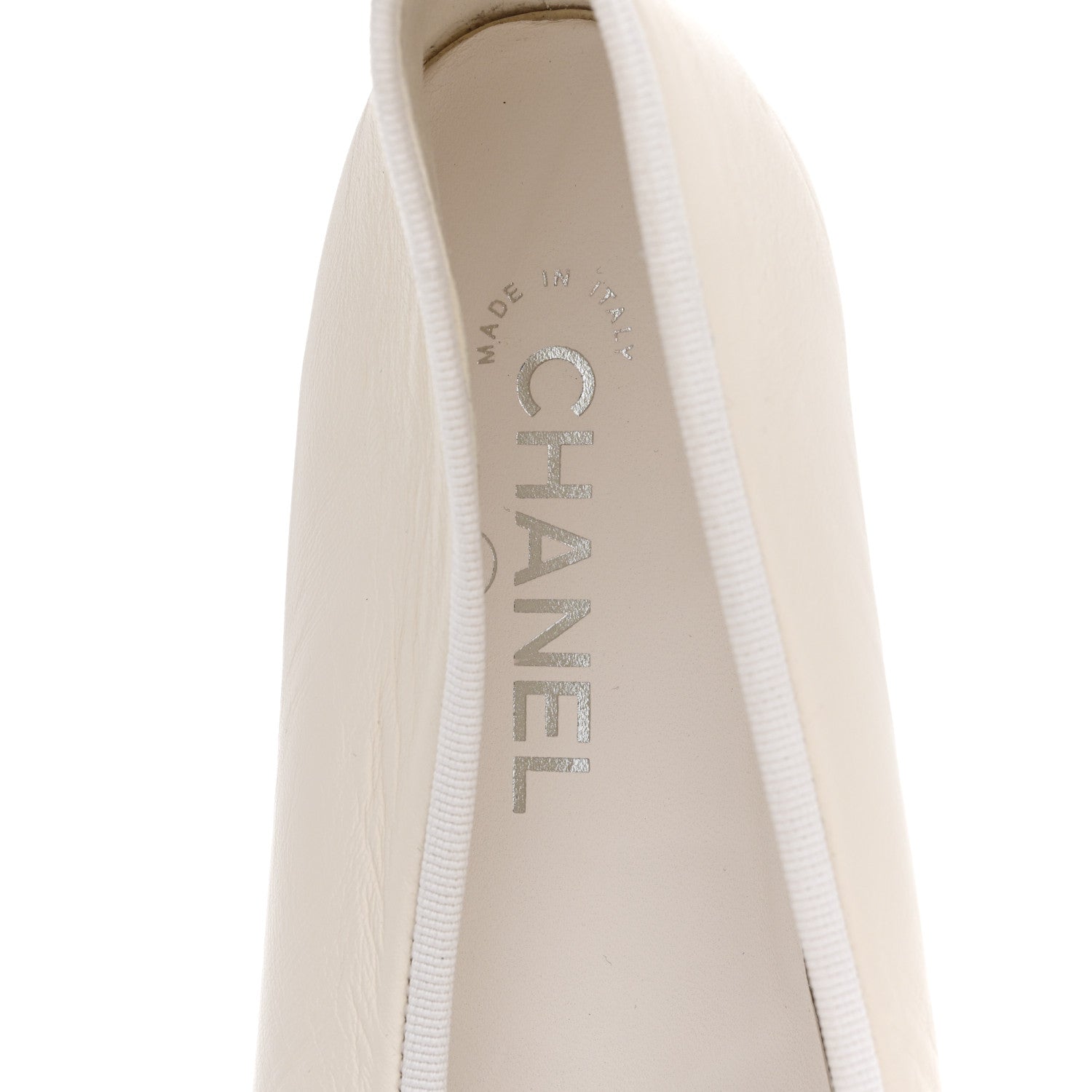 Chanel Lambskin Cap Toe CC Ballerina Flats 38.5 White Black 7 of 11