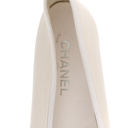Chanel Lambskin Cap Toe CC Ballerina Flats 38.5 White Black 7 of 11
