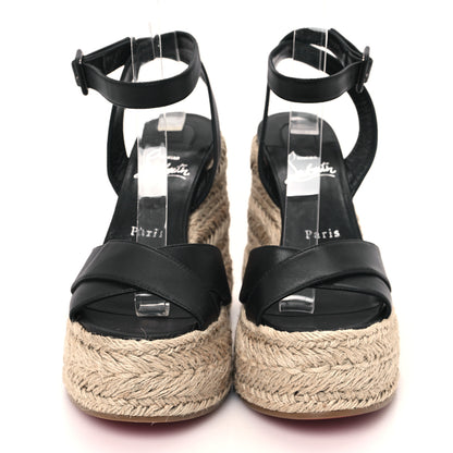 Christian Louboutin Goatskin Mariza Zeppa 130 Espadrille Sandals 37 Black 3 of 10
