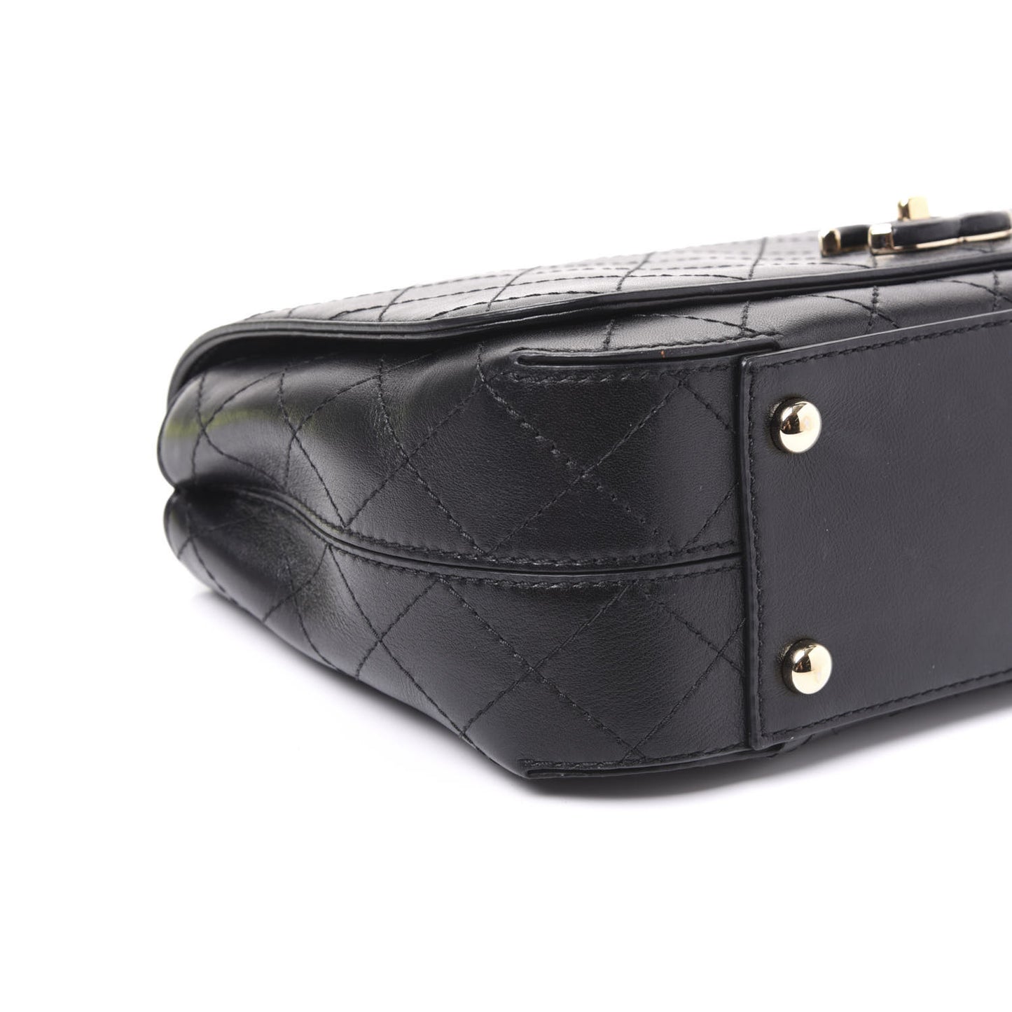 Calfskin Stitched Medium Covered CC Flap Bag Black