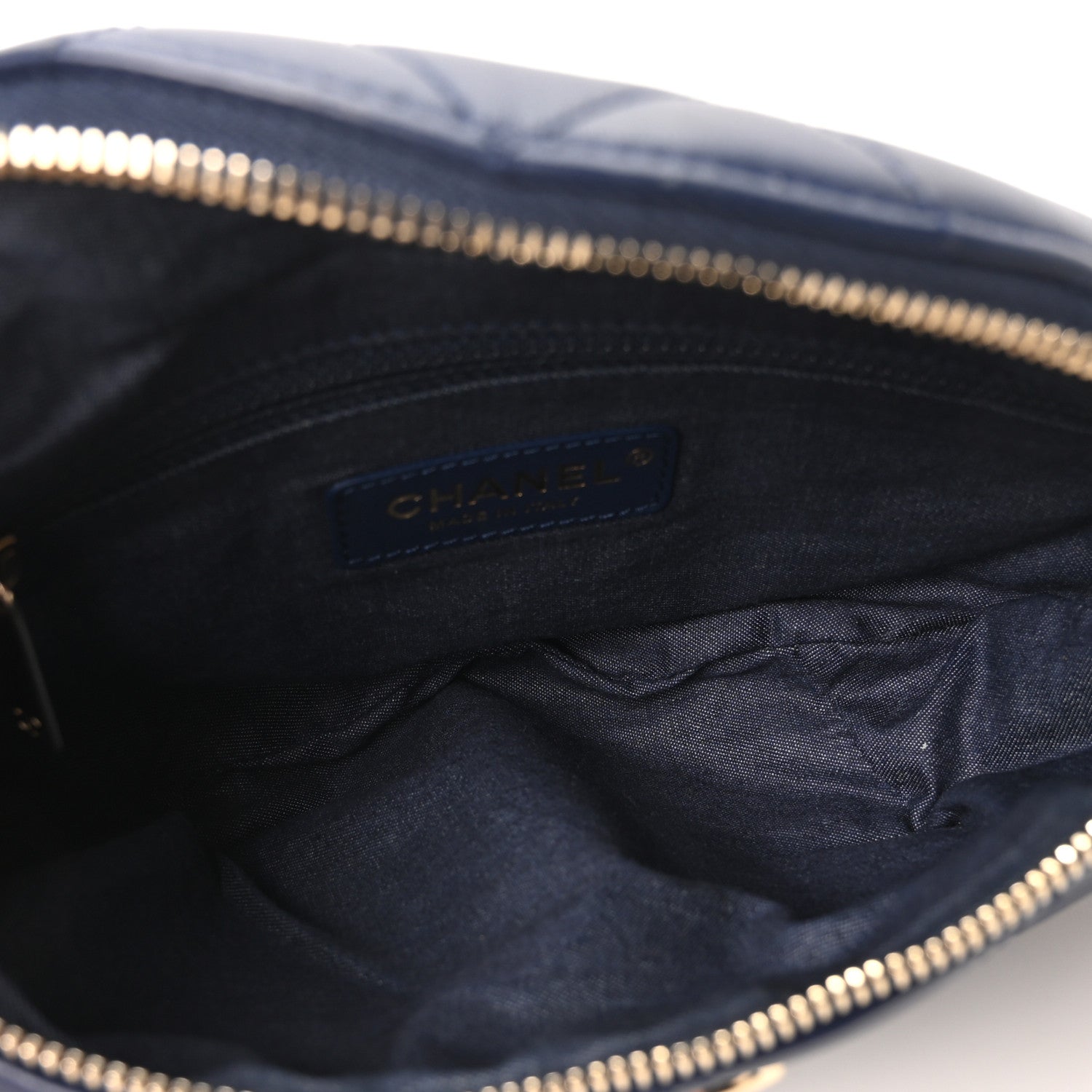 Chanel Lambskin  Quilted Resin Bi-Color Waist Bag Fanny Pack Navy Blue 5 of 10