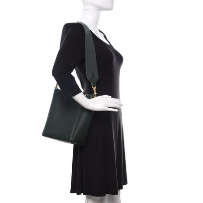 Celine Soft Grained Calfskin Small Sangle Bucket Bag Dark Green 2 of 9