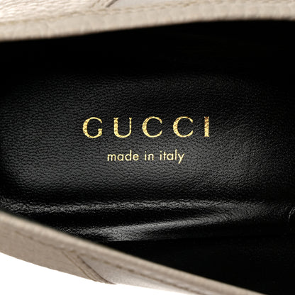 Gucci Goatskin Pebbled Calfskin Sylvie Chain Mid Heel Loafers 37.5 Mystic White 6 of 8