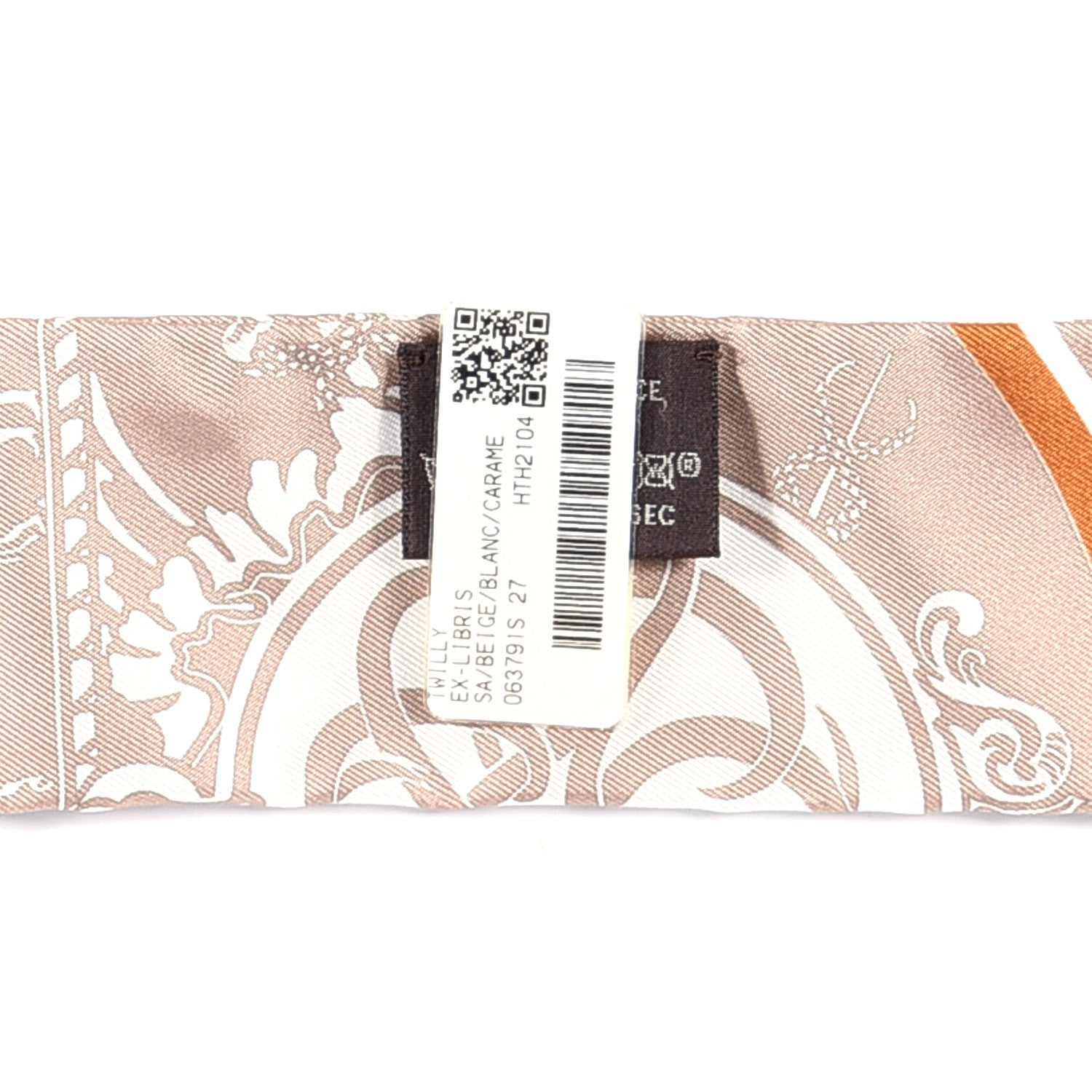 Hermes Silk Ex-Libris Twilly Beige White Caramel 859771 – FASHIONPHILE