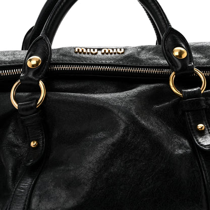 Miu Miu Vitello Lux Bow Tote  Black 8 of 14
