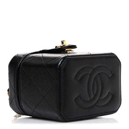 Chanel Lambskin Quilted Vanity Clutch With Chain Black 3 of 9