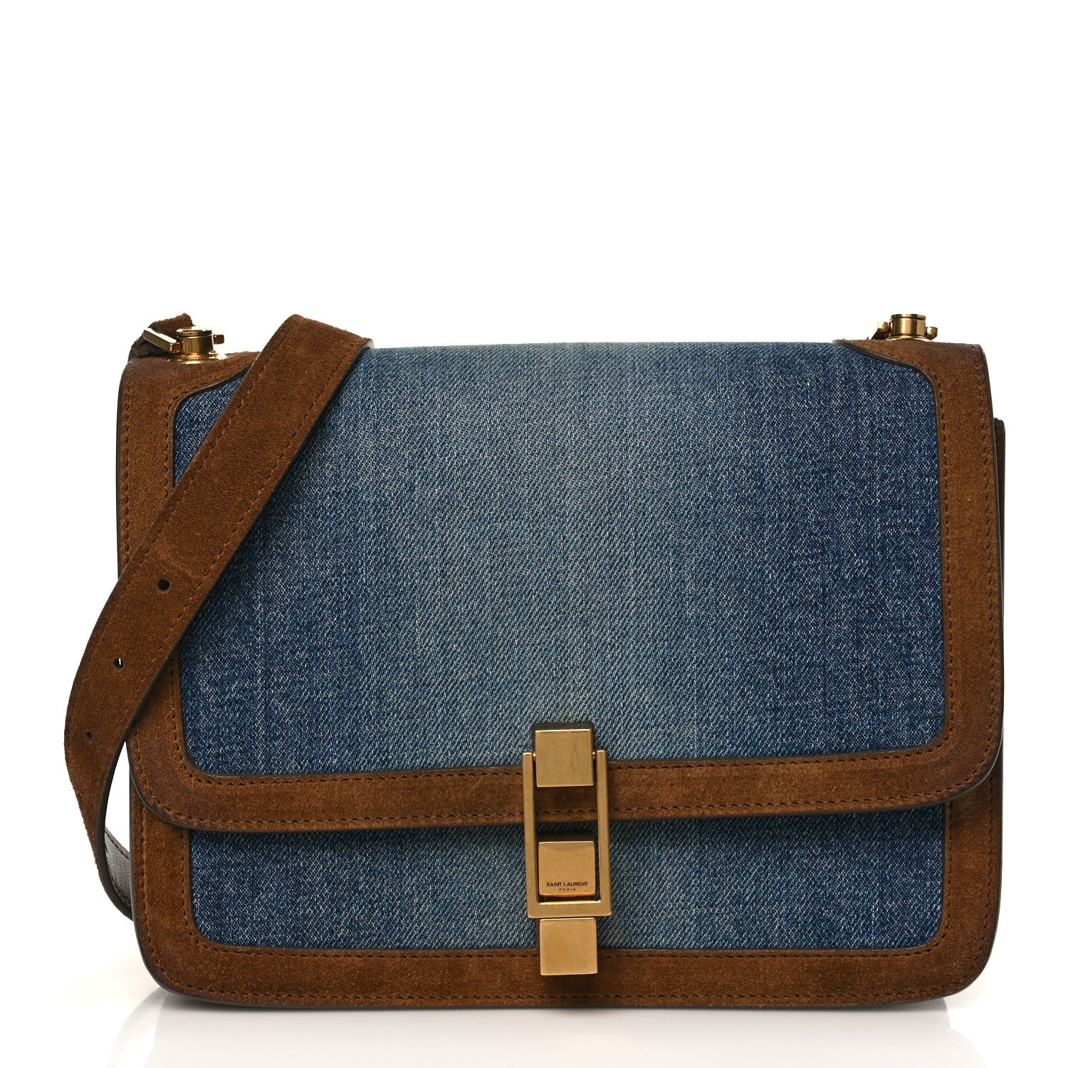 Saint Laurent Denim Carre Satchel Dusty Blue Dark Land 1 of 10
