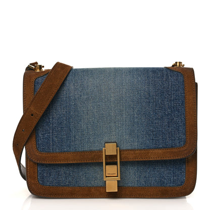 Saint Laurent Denim Carre Satchel Dusty Blue Dark Land 1 of 10