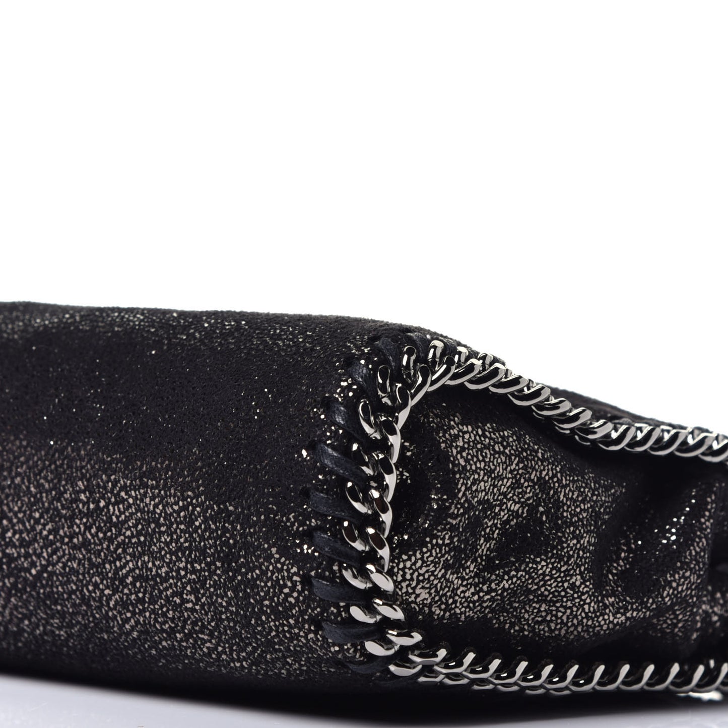 Chamois Shiny Dotted Tiny Falabella Fold Over Tote Ruthenium