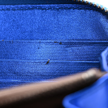 Bottega Veneta Metallic Grosgrain Intrecciato Zip Around Wallet Cobalt 9 of 11
