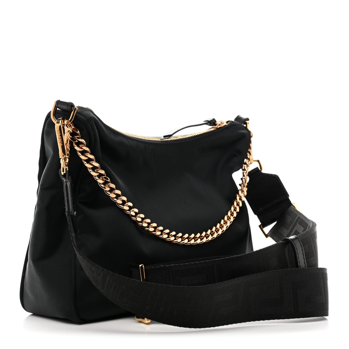 Nylon Tribute Chain Crossbody Shoulder Bag Black