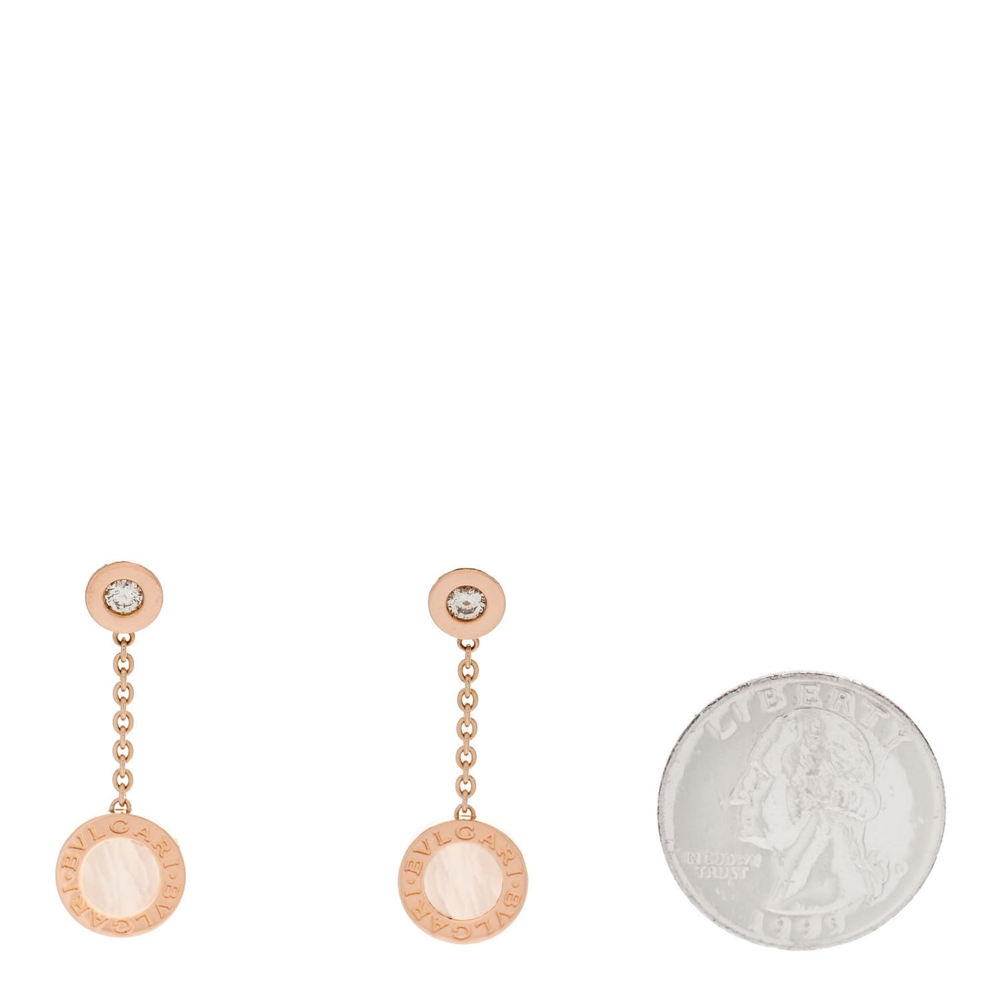 18K Rose Gold Diamond Mother Of Pearl BVLGARI BVLGARI Drop Earrings
