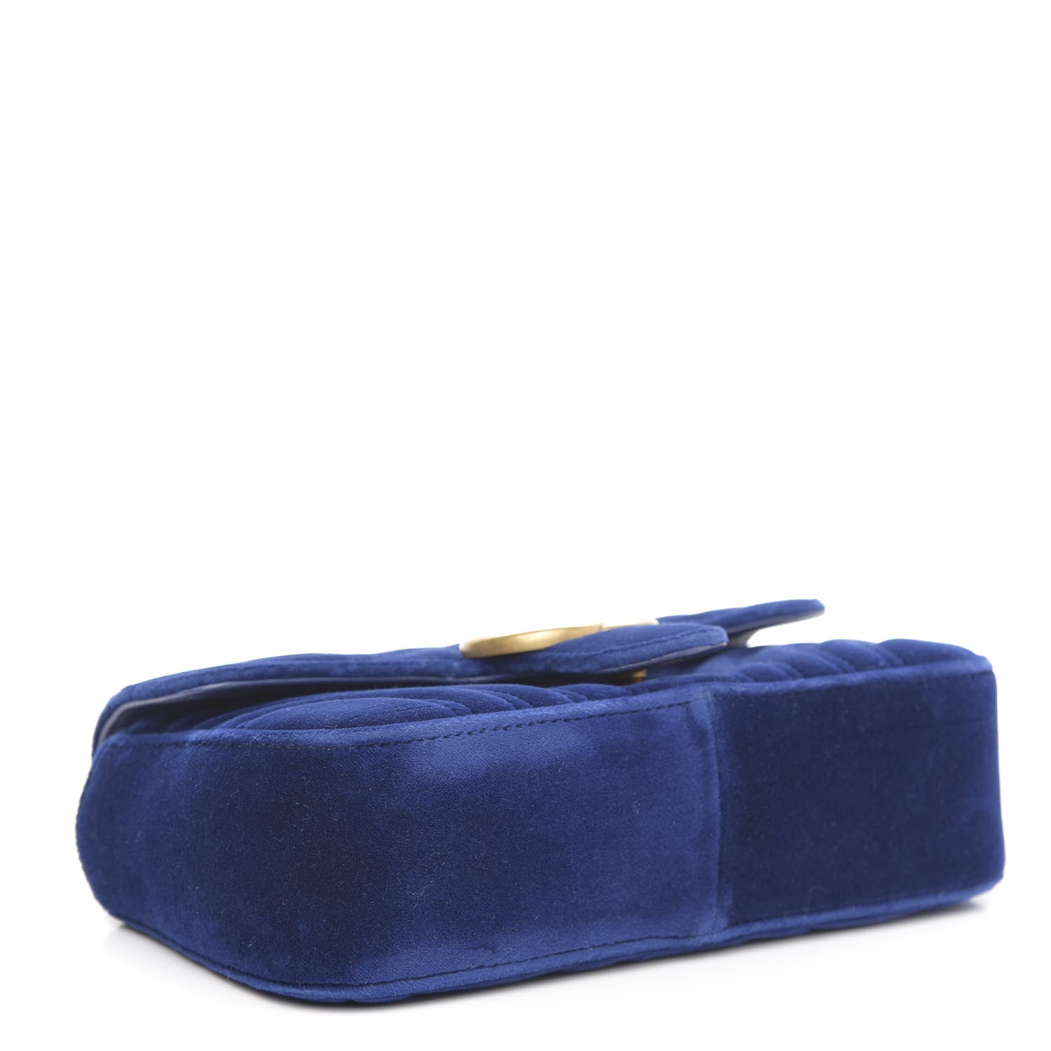 Gucci Velvet Matelasse Mini GG Marmont Shoulder Bag Cobalt Blue 4 of 13