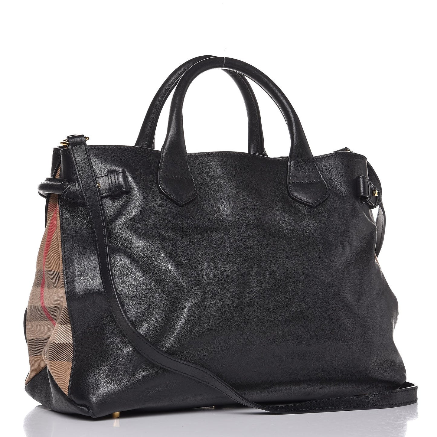 Smooth Calfskin Medium Banner Tote Black