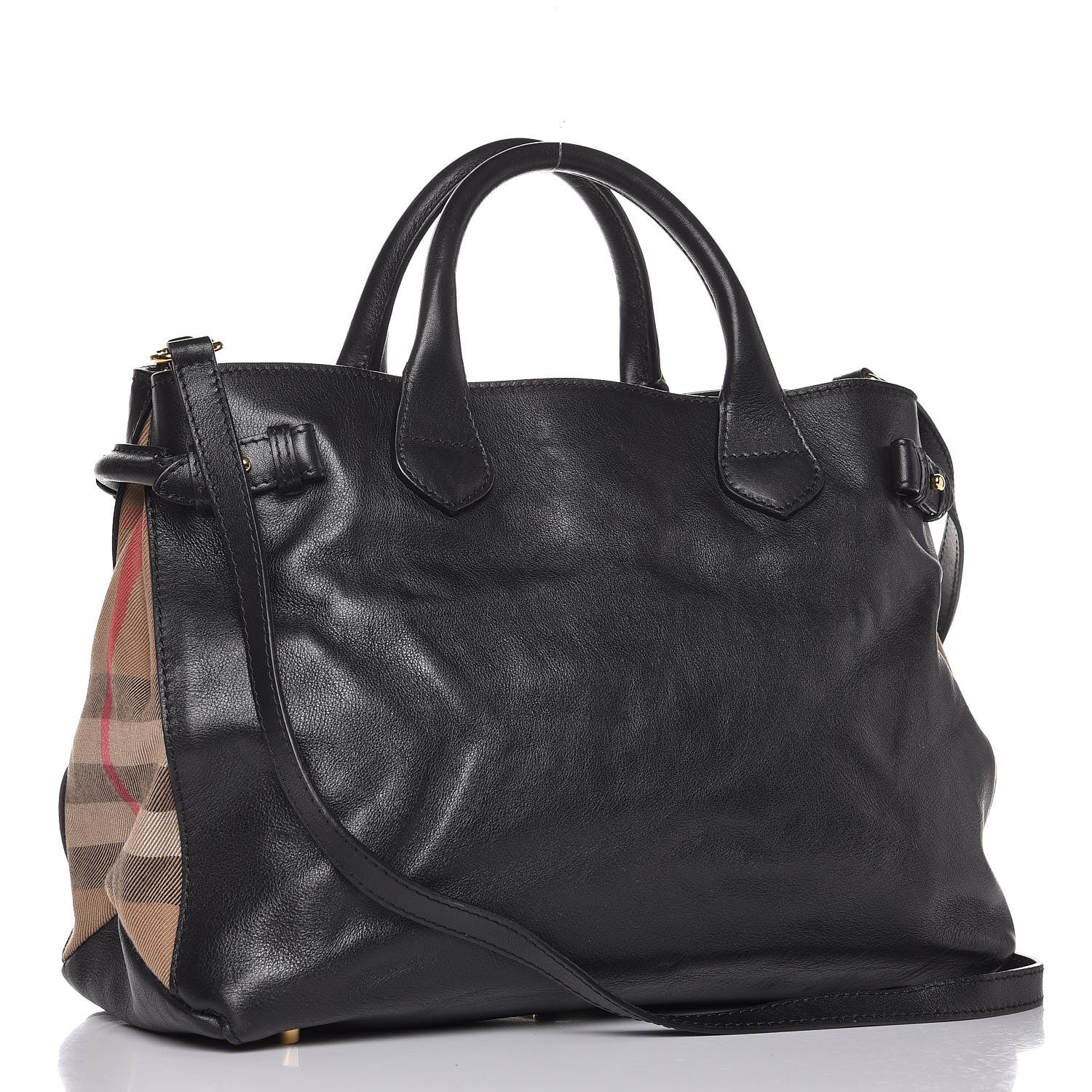 Burberry Smooth Calfskin Medium Banner Tote Black 4 of 13