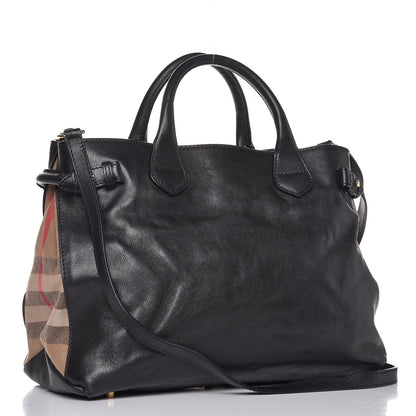 Burberry Smooth Calfskin Medium Banner Tote Black 4 of 13